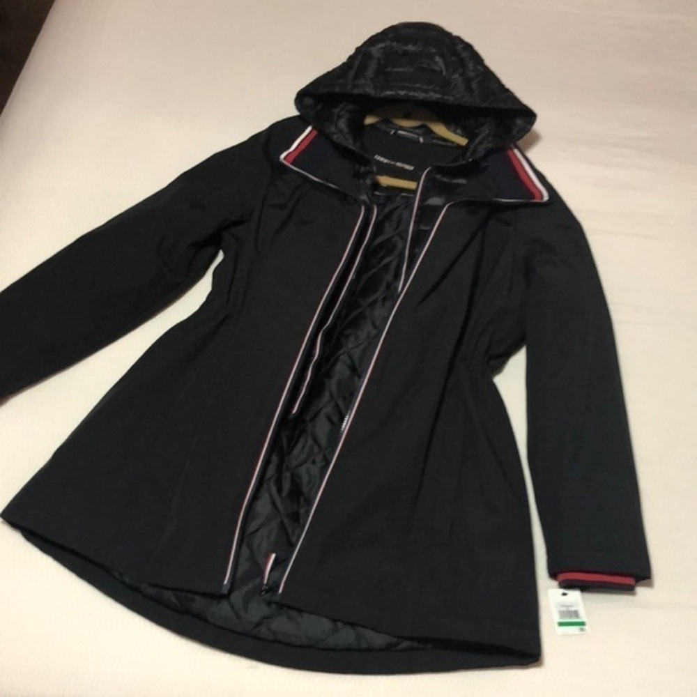 Tommy Hilfiger coat jacket women’s size large w attached‎ vest black w hood - Picture 5 of 16